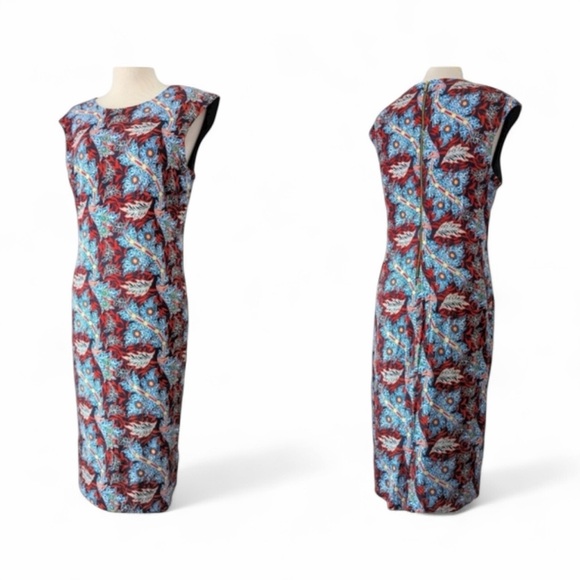 Womens Premise Multicolor Floral Midi Dress Women’s Size Large - Picture 1 of 4